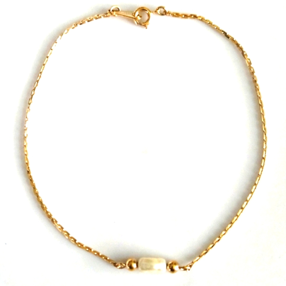 Avon Vintage Goldtone Faux Pearl Anklet OS - Picture 4 of 8